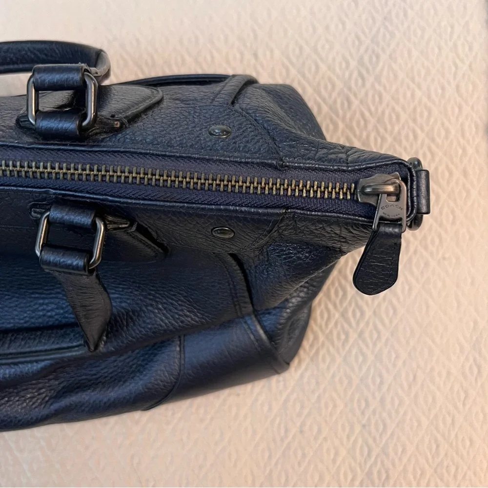 COACH Mickie Satchel Pearlised Blue Leather
